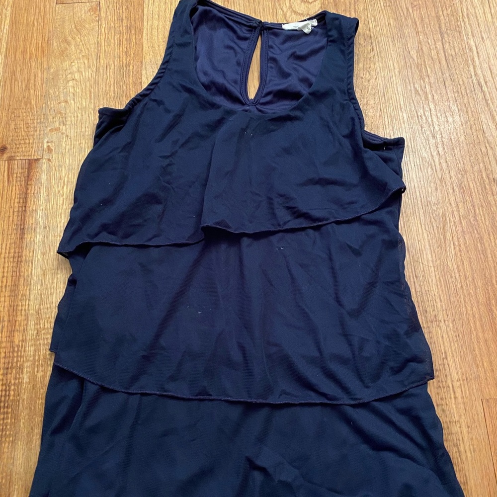 Blue Ruffle Tank Top Blouse